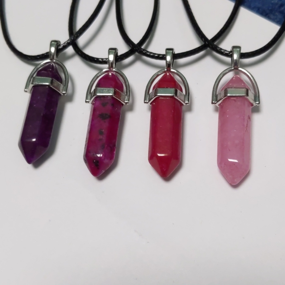 Pink Chakra Crystal Quartz Pendant Necklaces